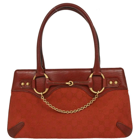Gucci Red Canvas GG Horsebit Handbag