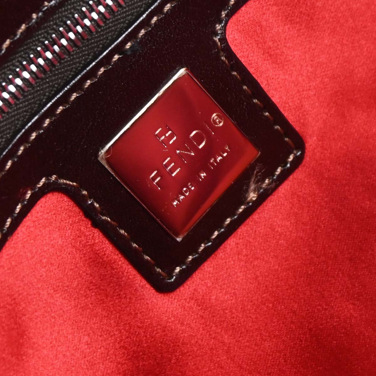 Fendi Red Beaded Mamma Baguette Handbag