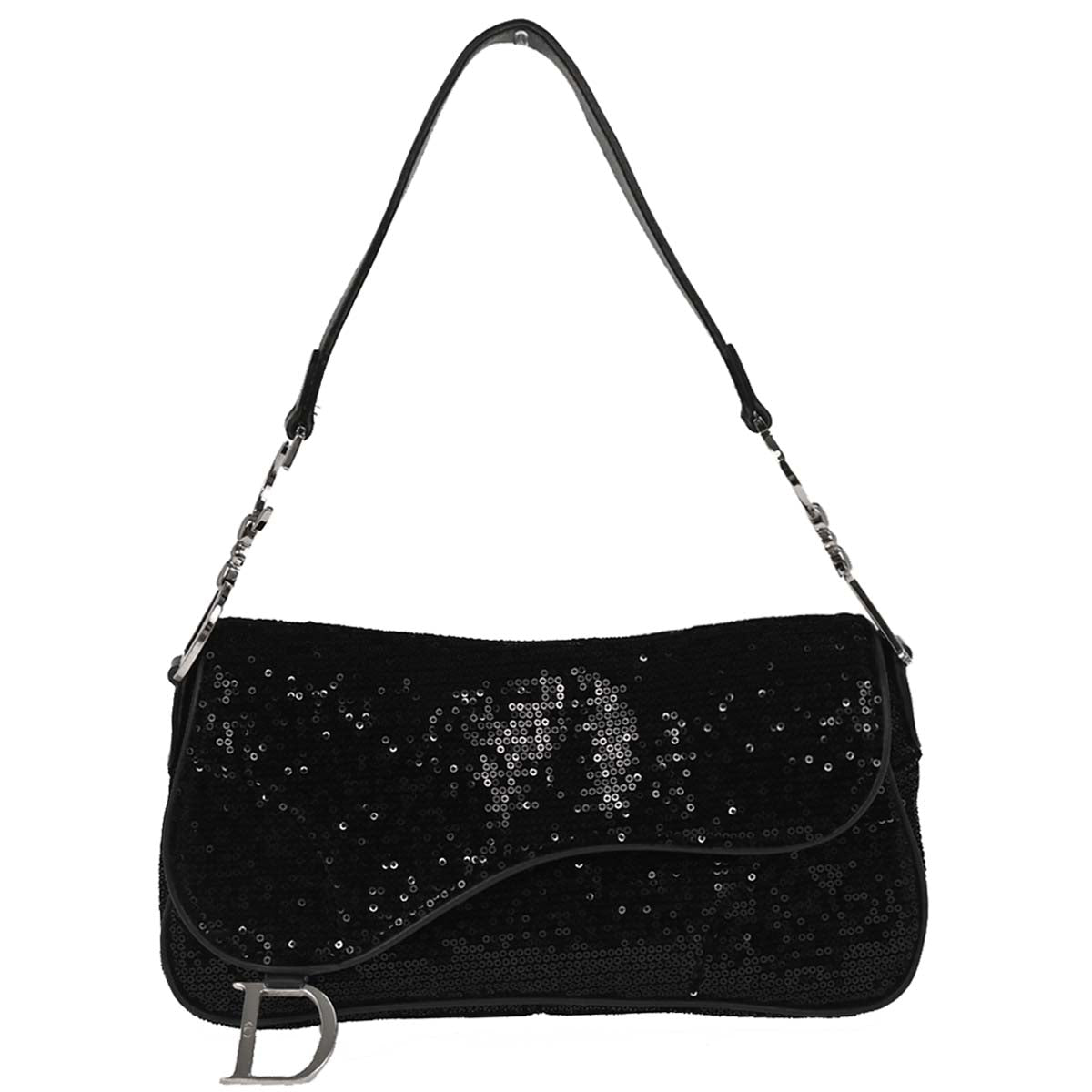 Christian Dior Black Velvet Sequins Handbag