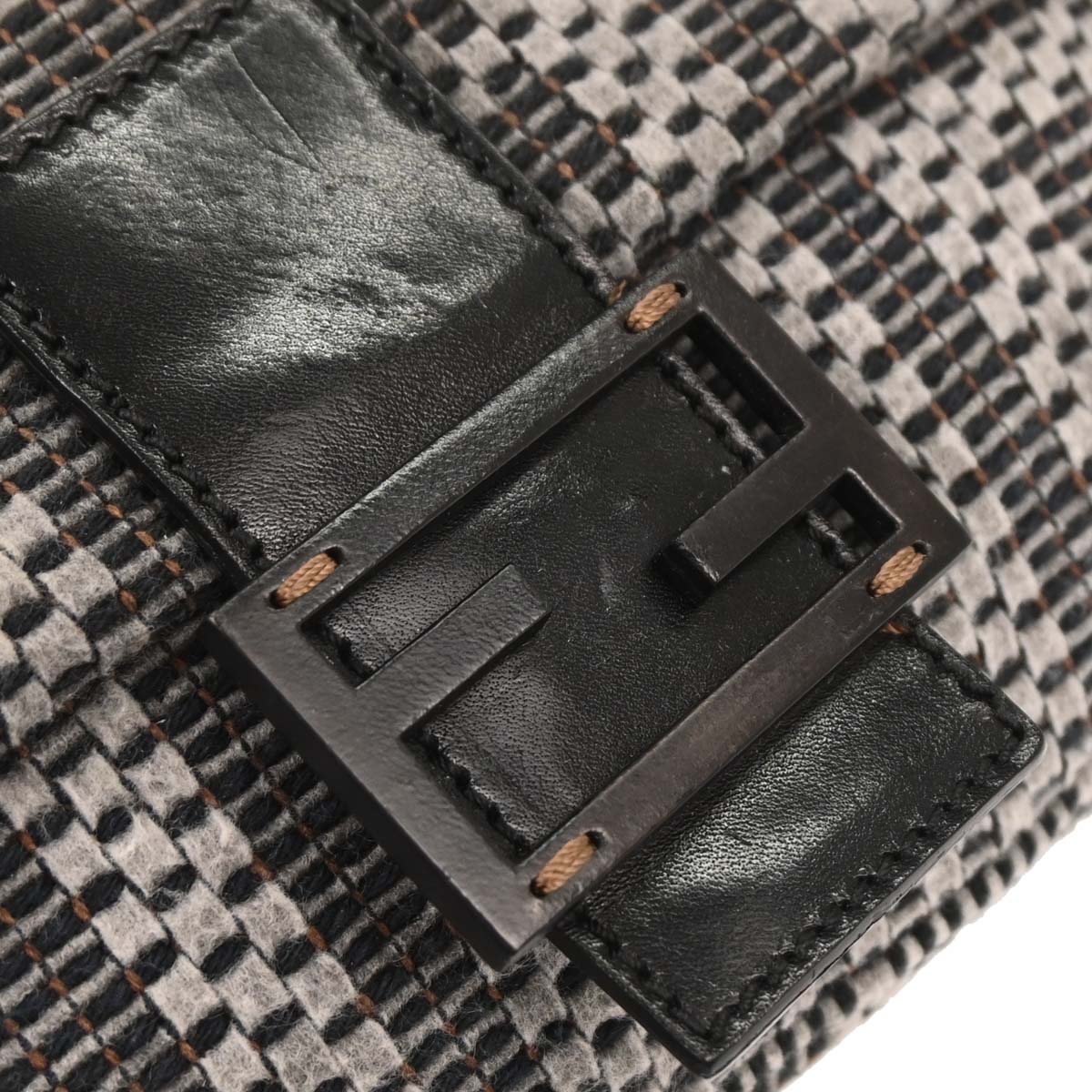 Fendi Gray Felt Zucca Baguette Handbag