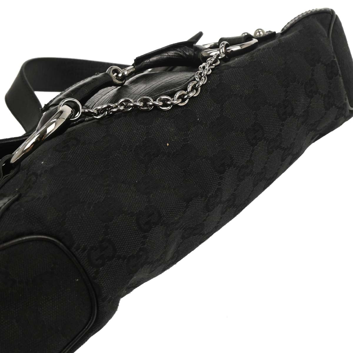 Gucci Black Horsebit GG Handbag