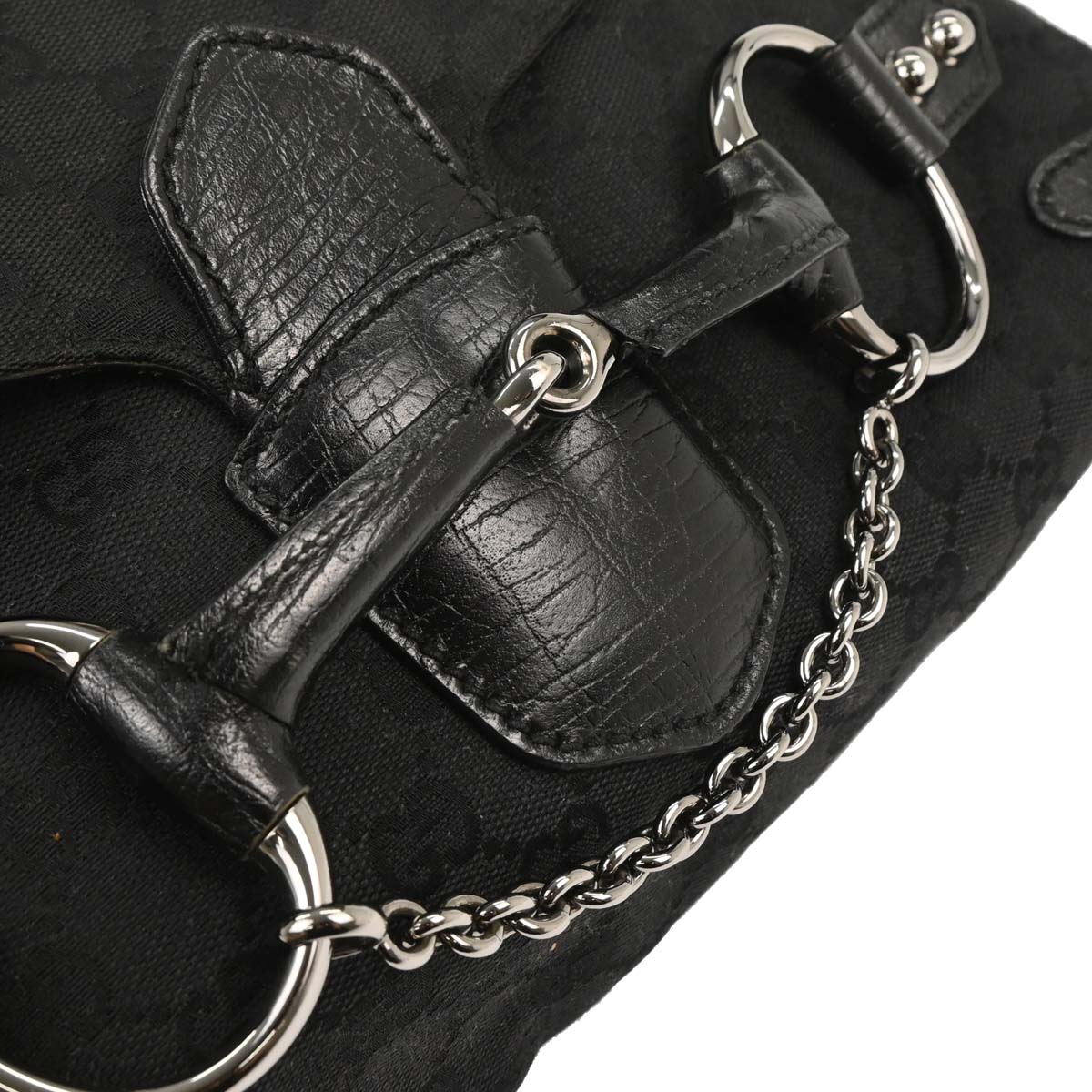 Gucci Black Horsebit GG Handbag
