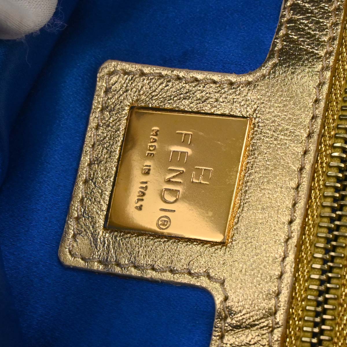 Fendi Gold Embroidered Zucca Baguette Handbag