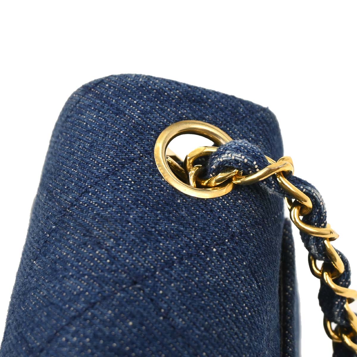 Chanel 1989-1991 Indigo Denim Mini Classic Square Flap Shoulder Bag