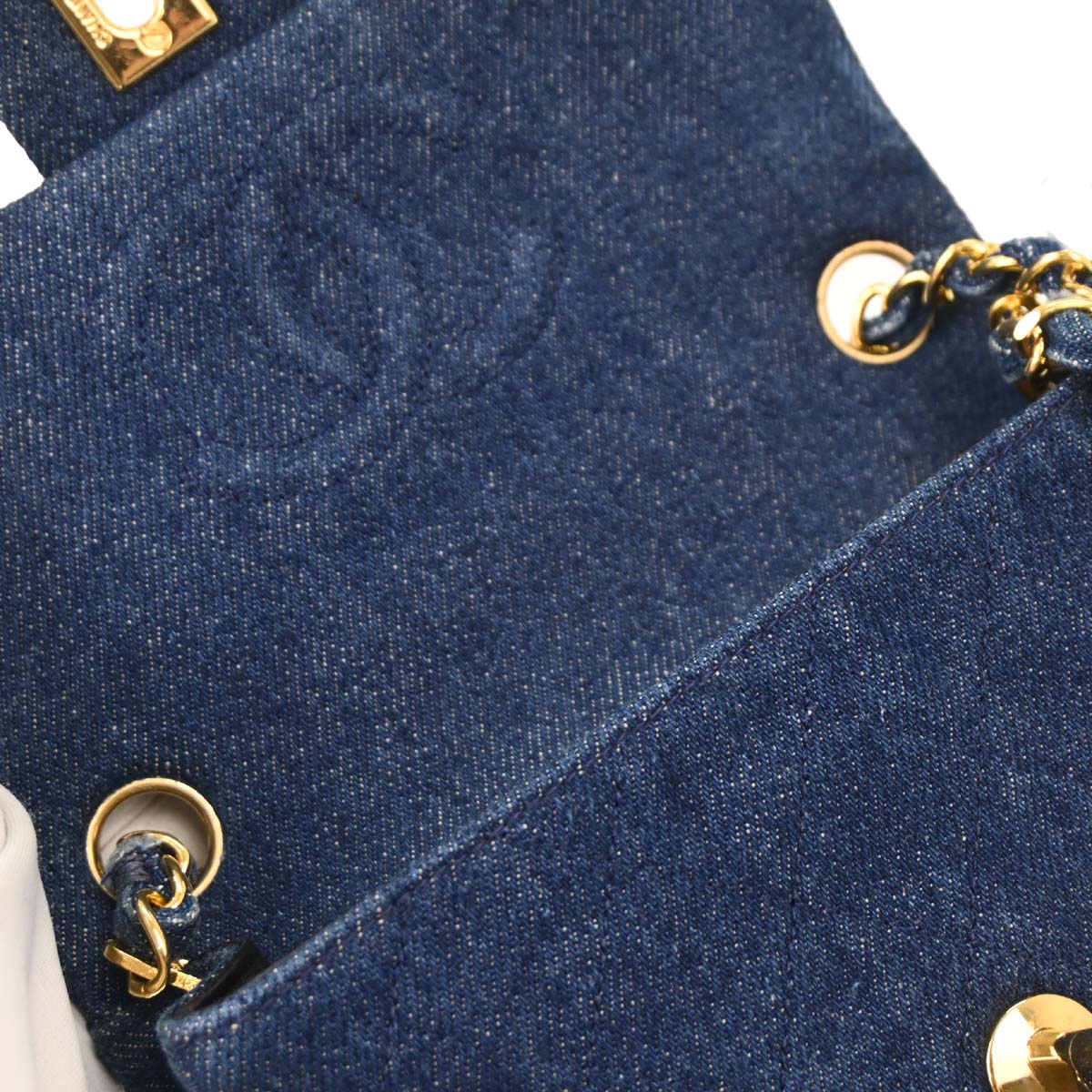 Chanel 1989-1991 Indigo Denim Mini Classic Square Flap Shoulder Bag