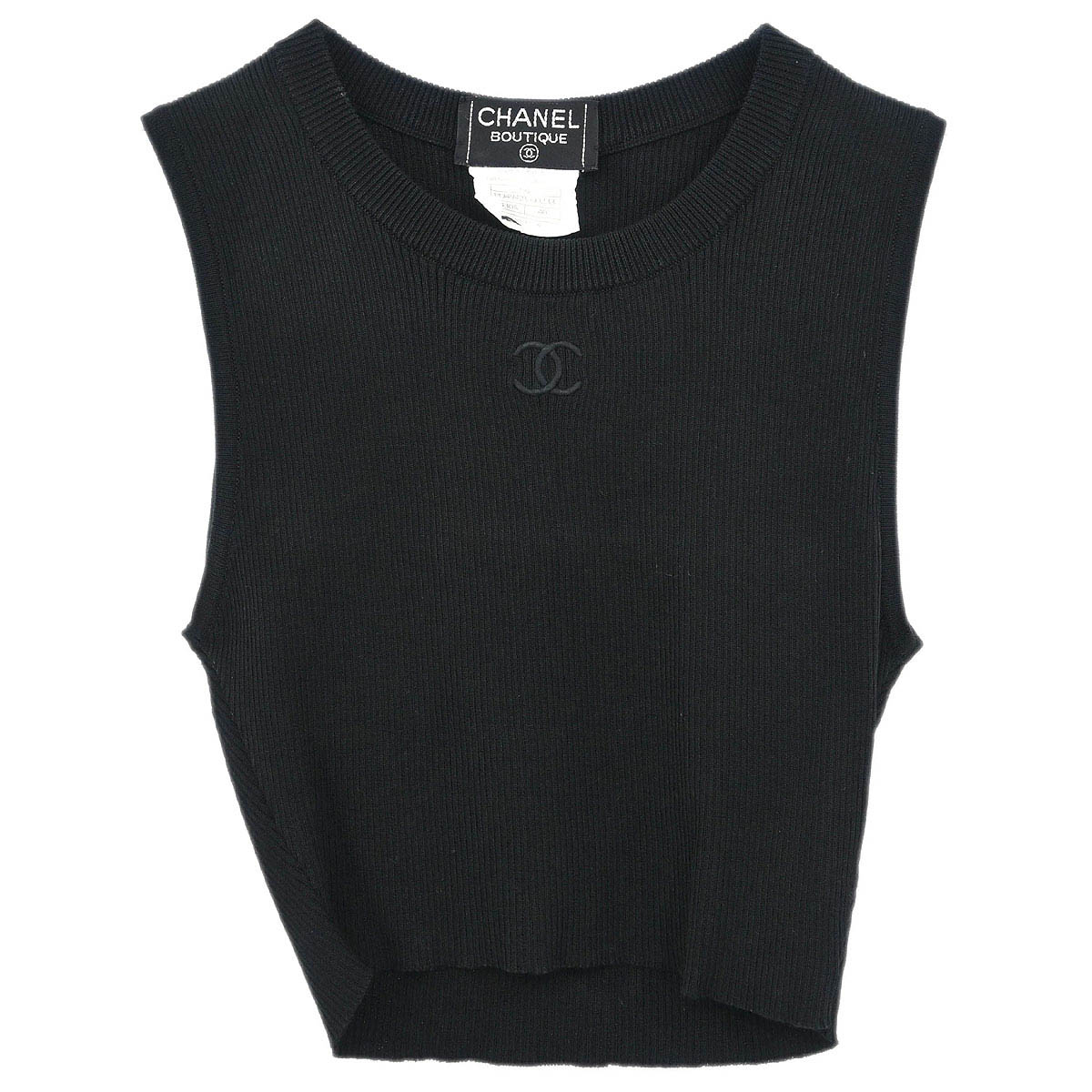 Chanel 1995 Sleeveless Tank Top Cropped Black #40