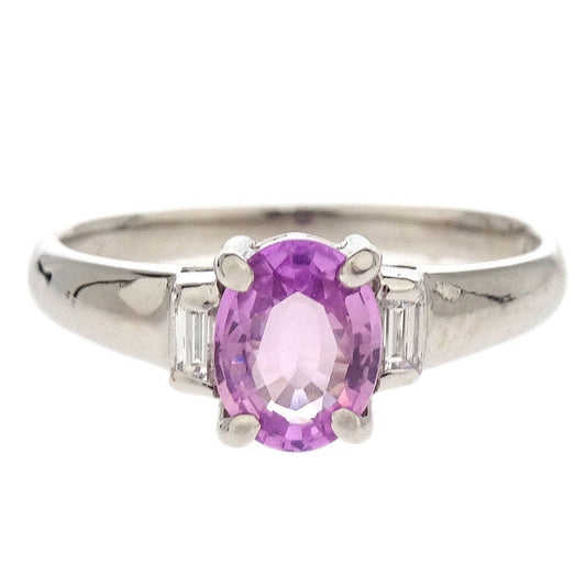 Ring Pt850 Sapphire Diamond Silver #46