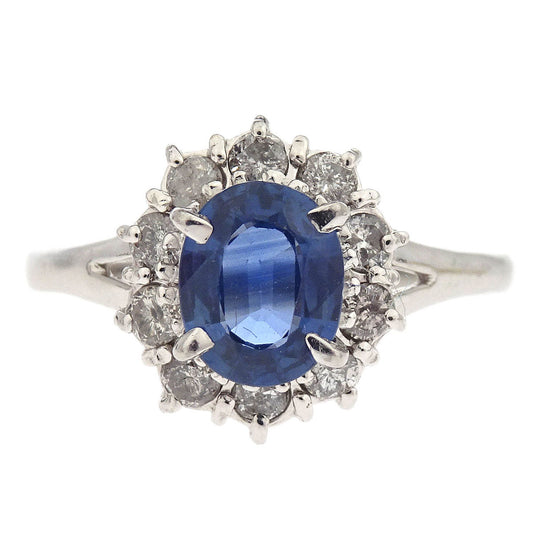 Ring Pt900 Sapphire Diamond Silver #61