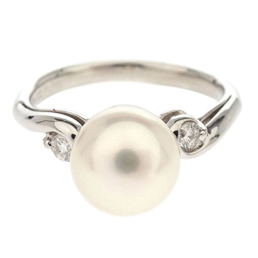 Ring Pt900 Genuine Pearl Diamond Silver #51