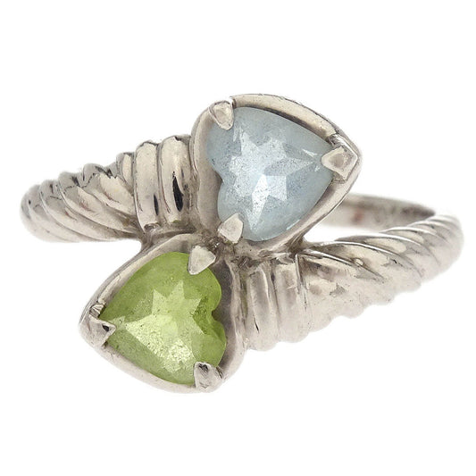 Ring Pt850 Peridot Aquamarine Silver #52