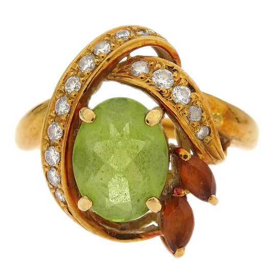 Ring 18K Peridot Diamond Gold #50