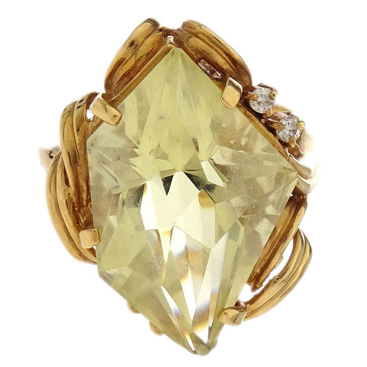Ring 18K Lemon Stone Diamond Gold #48