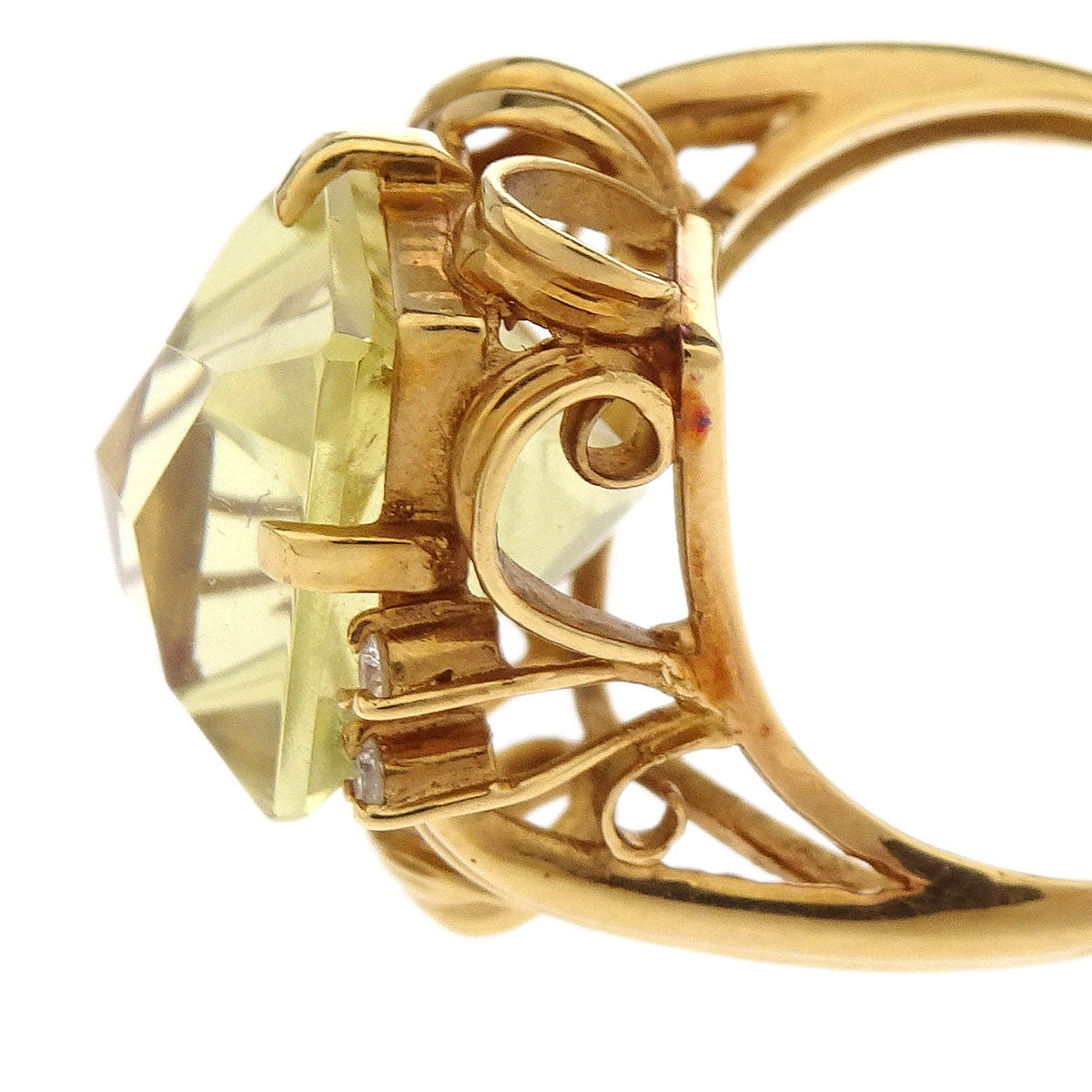 Ring 18K Lemon Stone Diamond Gold #48