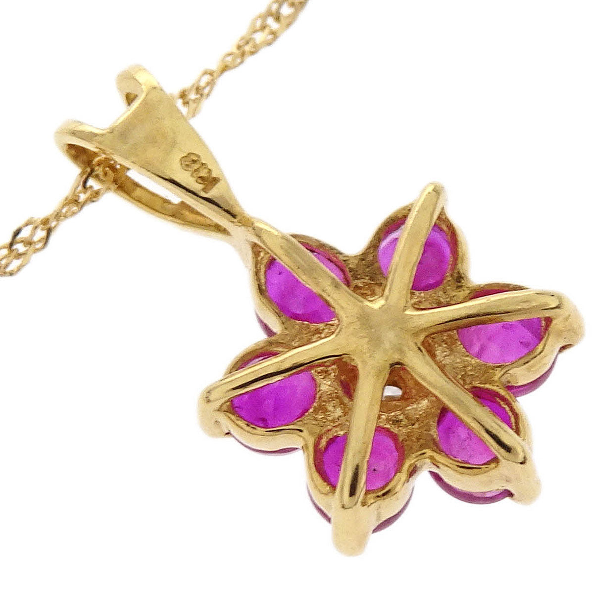 Pendant Necklace 18K Ruby Diamond Gold