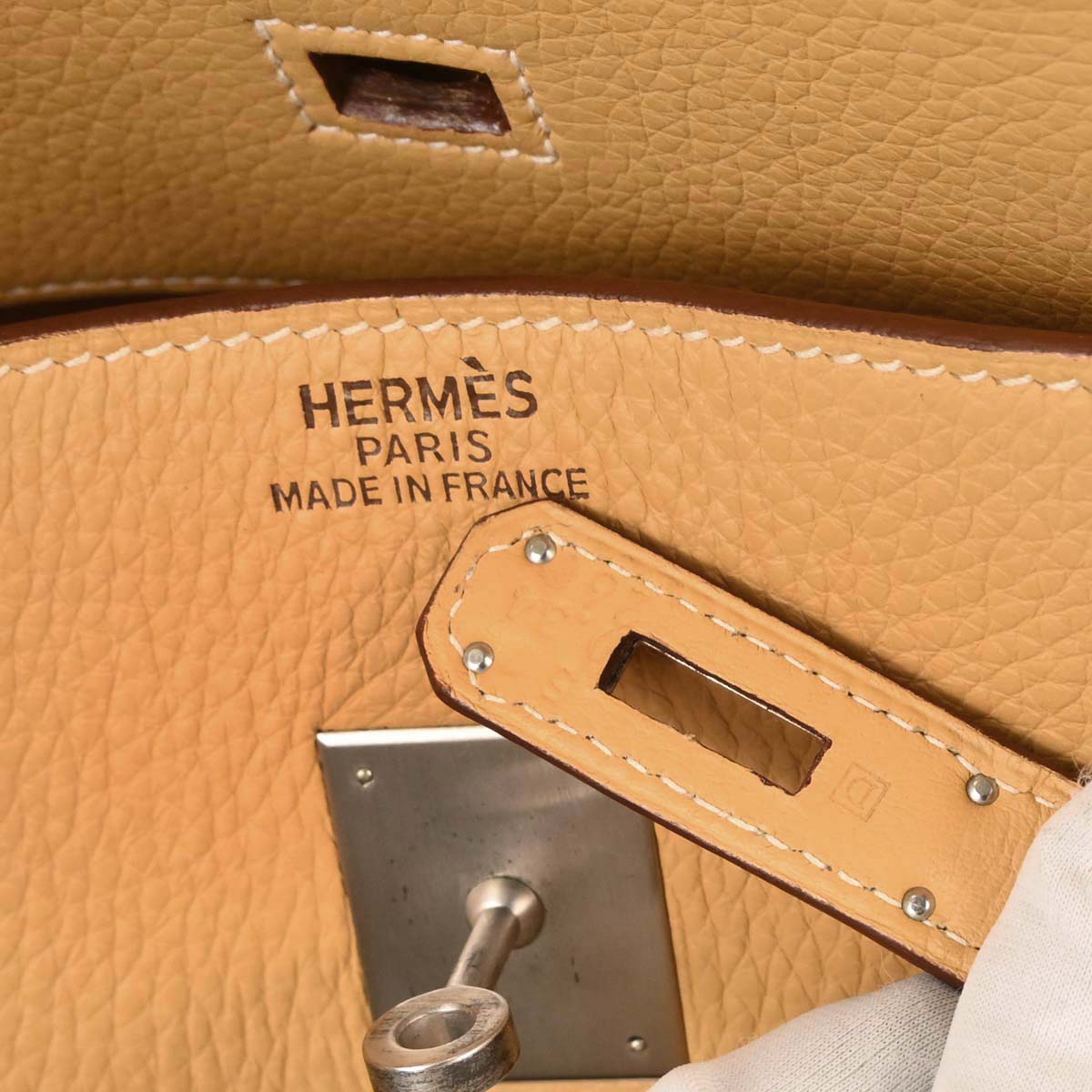 Hermes Natural Sable Taurillon Clemence Birkin 45 Handbag