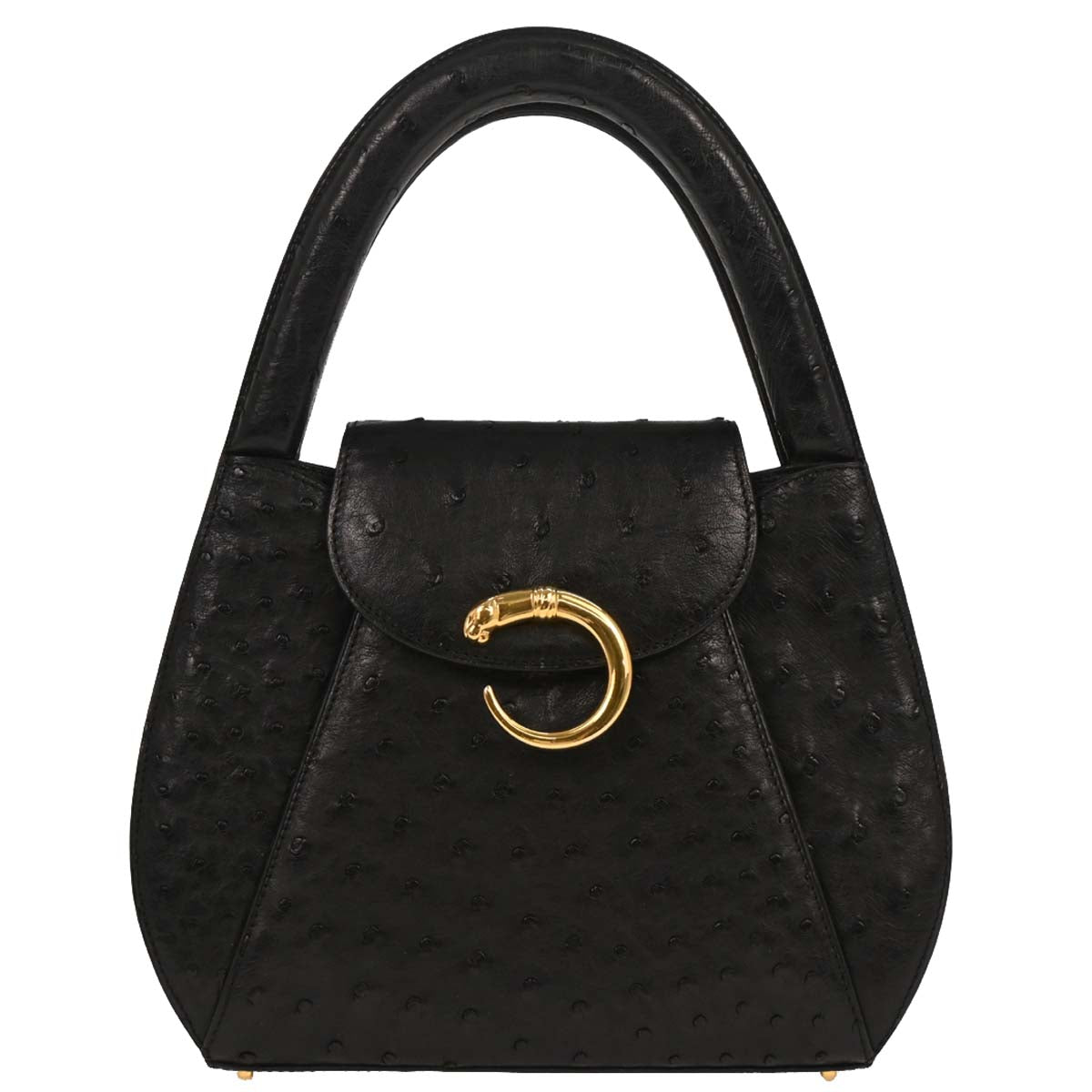 Cartier * Black Ostrich Panthere Handbag