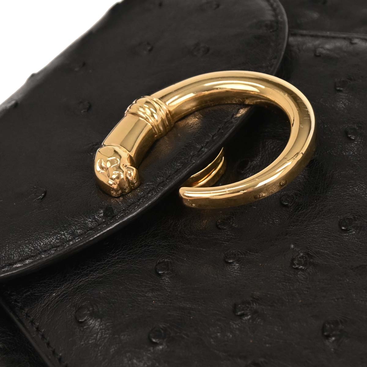 Cartier * Black Ostrich Panthere Handbag