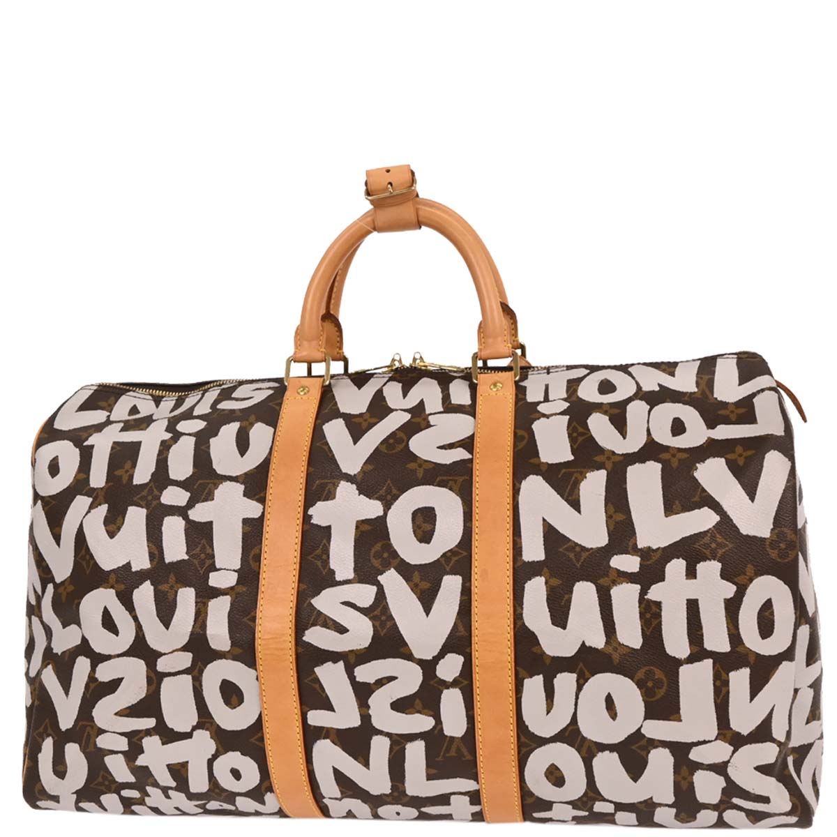 Louis Vuitton White Monogram Graffiti Keepall 50 Duffle Bag M92197
