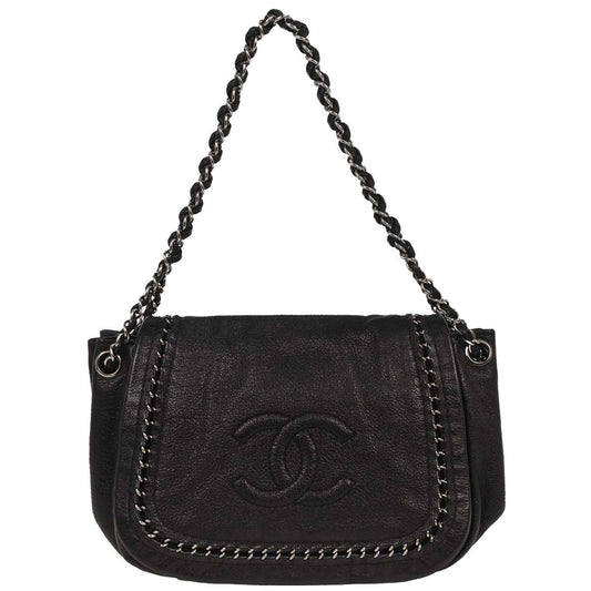 Chanel 2005-2006 Black Calfskin Luxury Line Accordion Flap Handbag