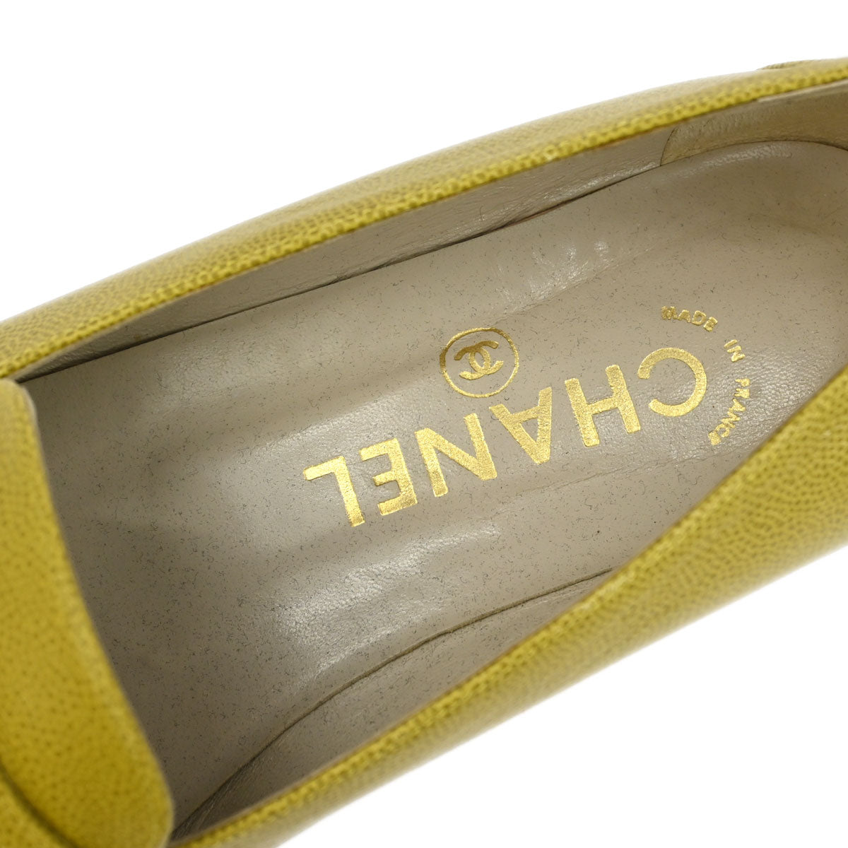 Chanel * Yellow Caviar Shoes Loafers #37