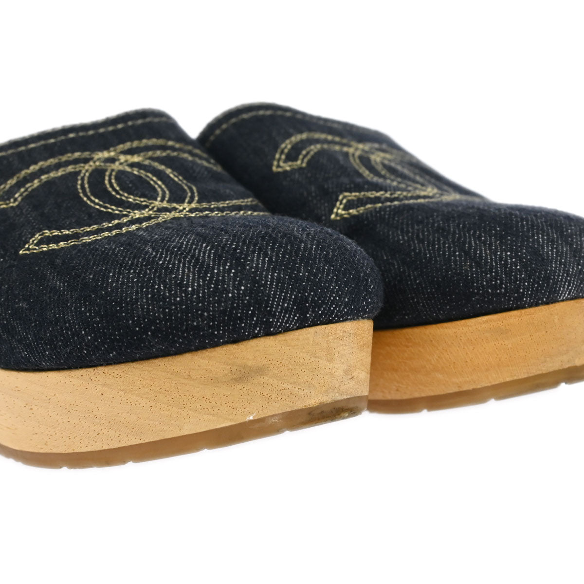 Chanel * Blue Denim Shoes Sabot #35