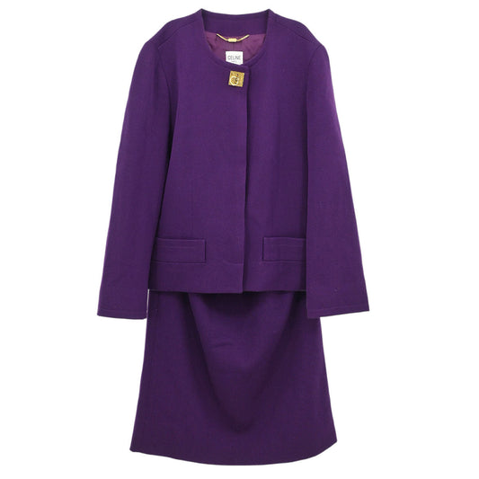 Celine #38 Setup Suit Jacket Skirt Purple