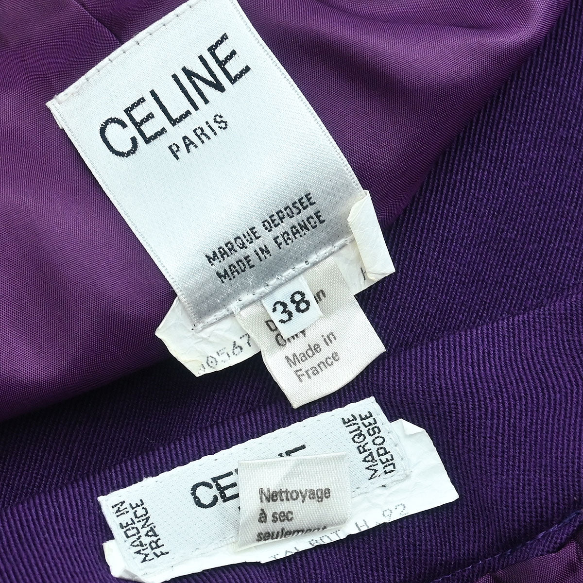 Celine #38 Setup Suit Jacket Skirt Purple