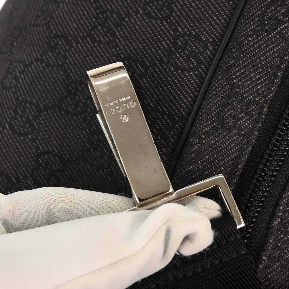 Gucci Black Canvas GG 2way Shoulder Duffel Handbag