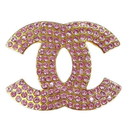 Chanel CC Brooch Pin Rhinestone Gold 02P