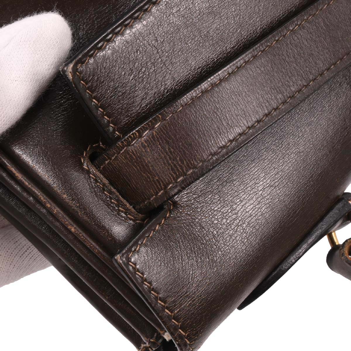 Hermes Cacao Box Calf Kelly 32 Retourne Handbag