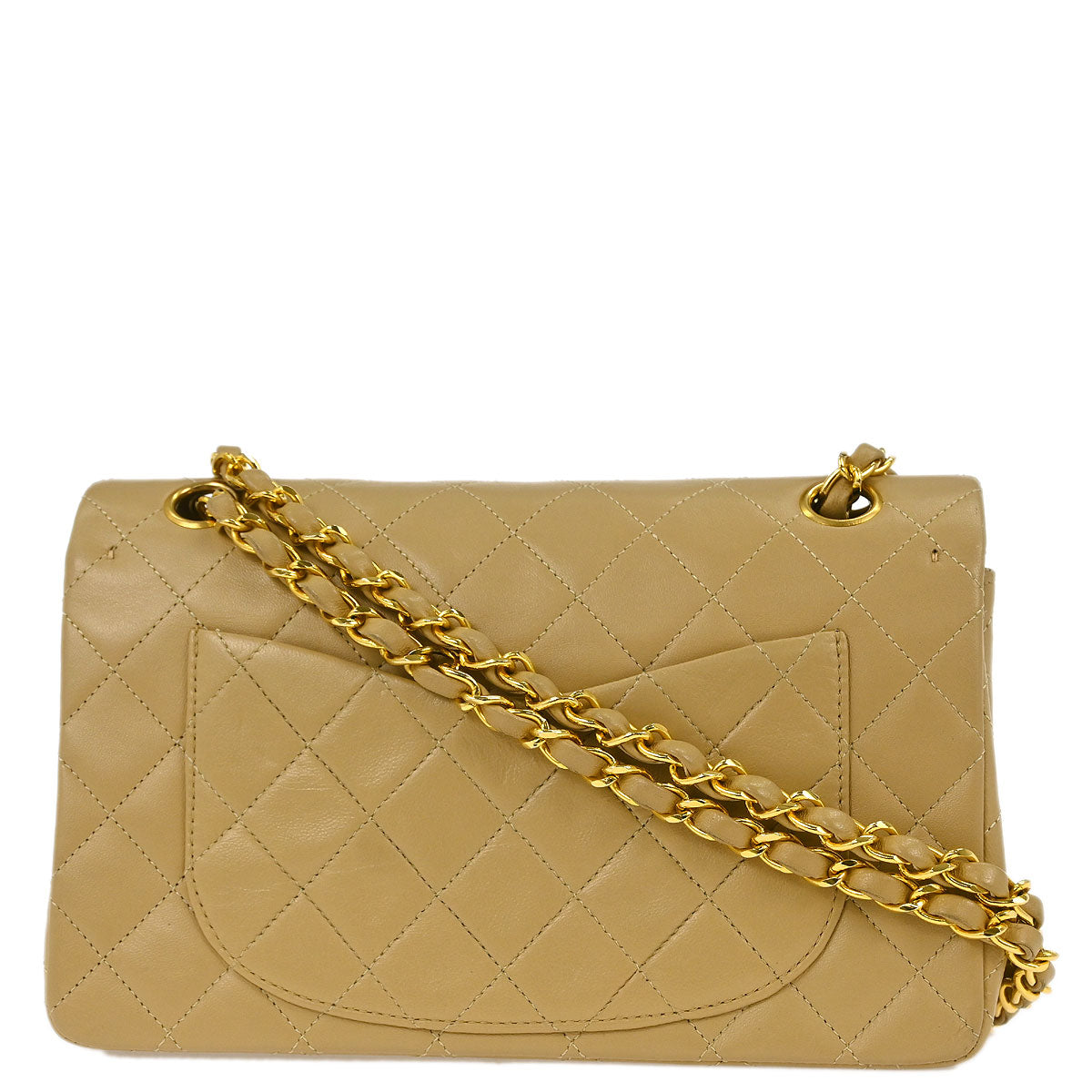 Chanel 1989-1991 Beige Lambskin Small Classic Double Flap Shoulder Bag