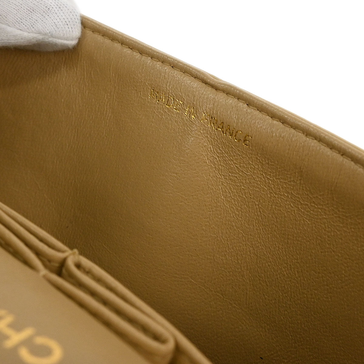 Chanel 1989-1991 Beige Lambskin Small Classic Double Flap Shoulder Bag