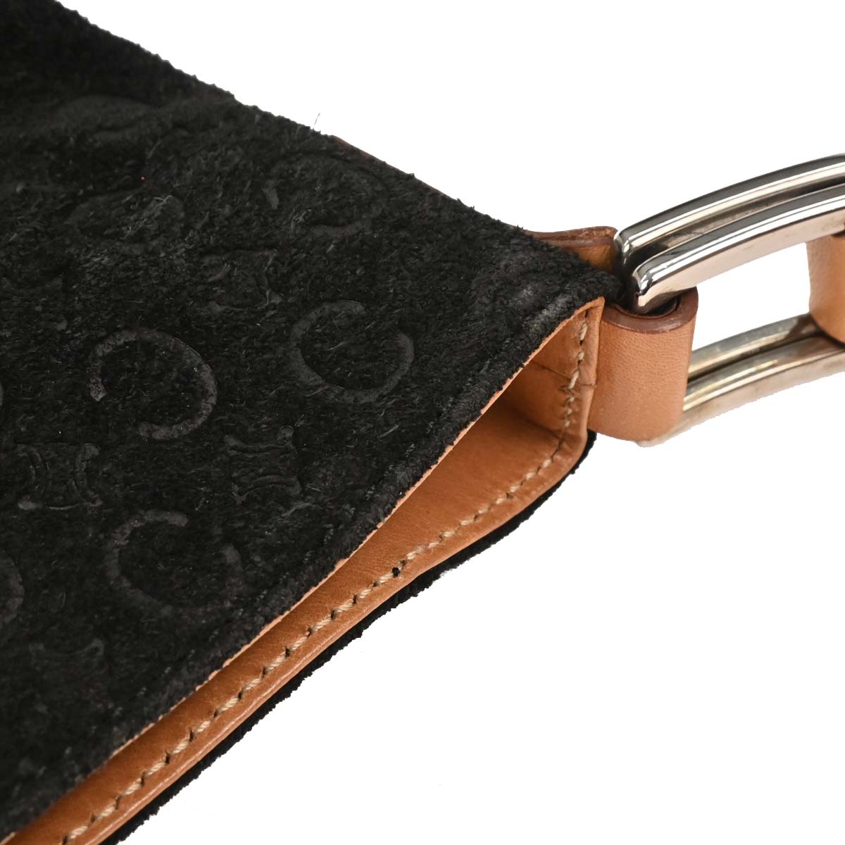 Celine Black Suede Macadam C Handbag