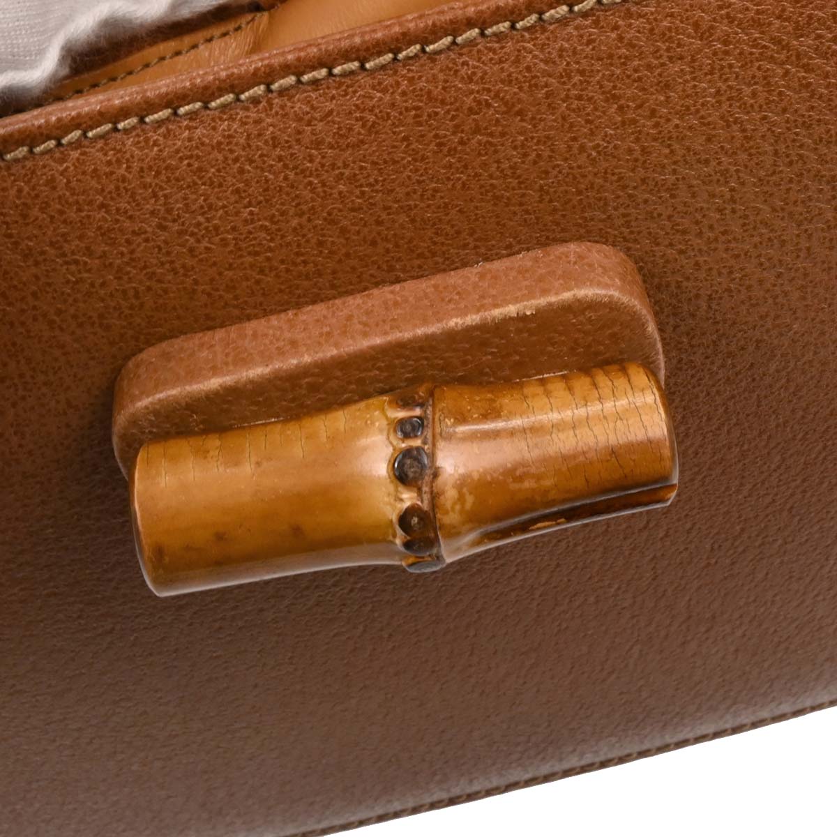 Gucci Brown Pigskin Bamboo 2way Shoulder Handbag