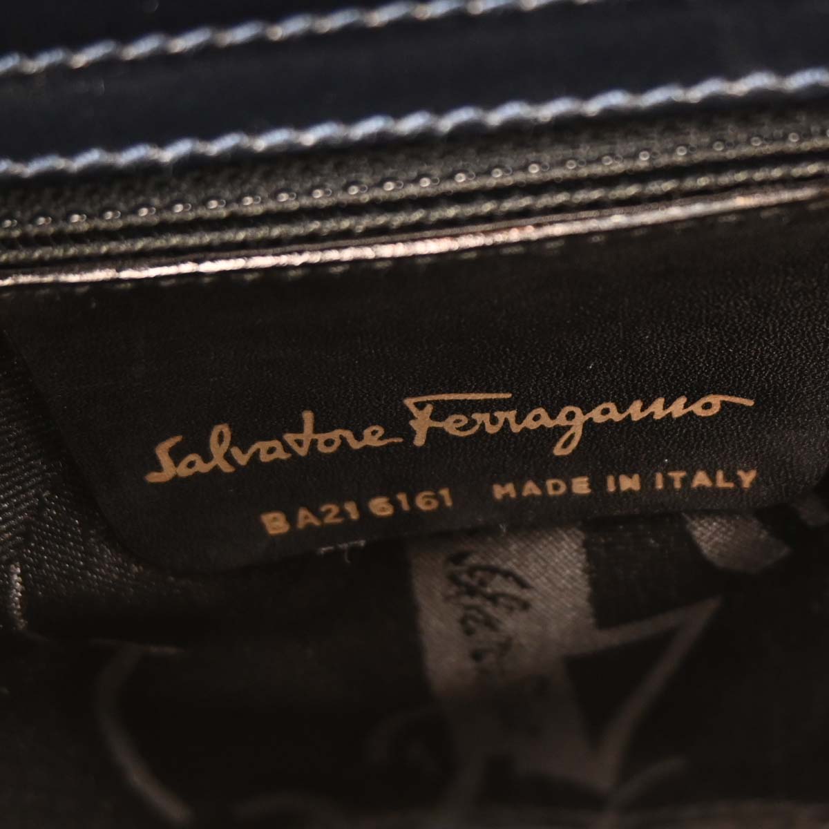 Salvatore Ferragamo Navy Vara Bow Handbag