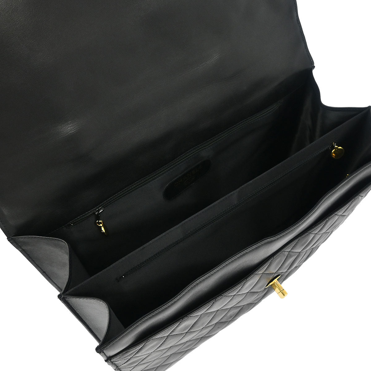 Chanel 1994-1996 Black Lambskin 2way Briefcase Handbag