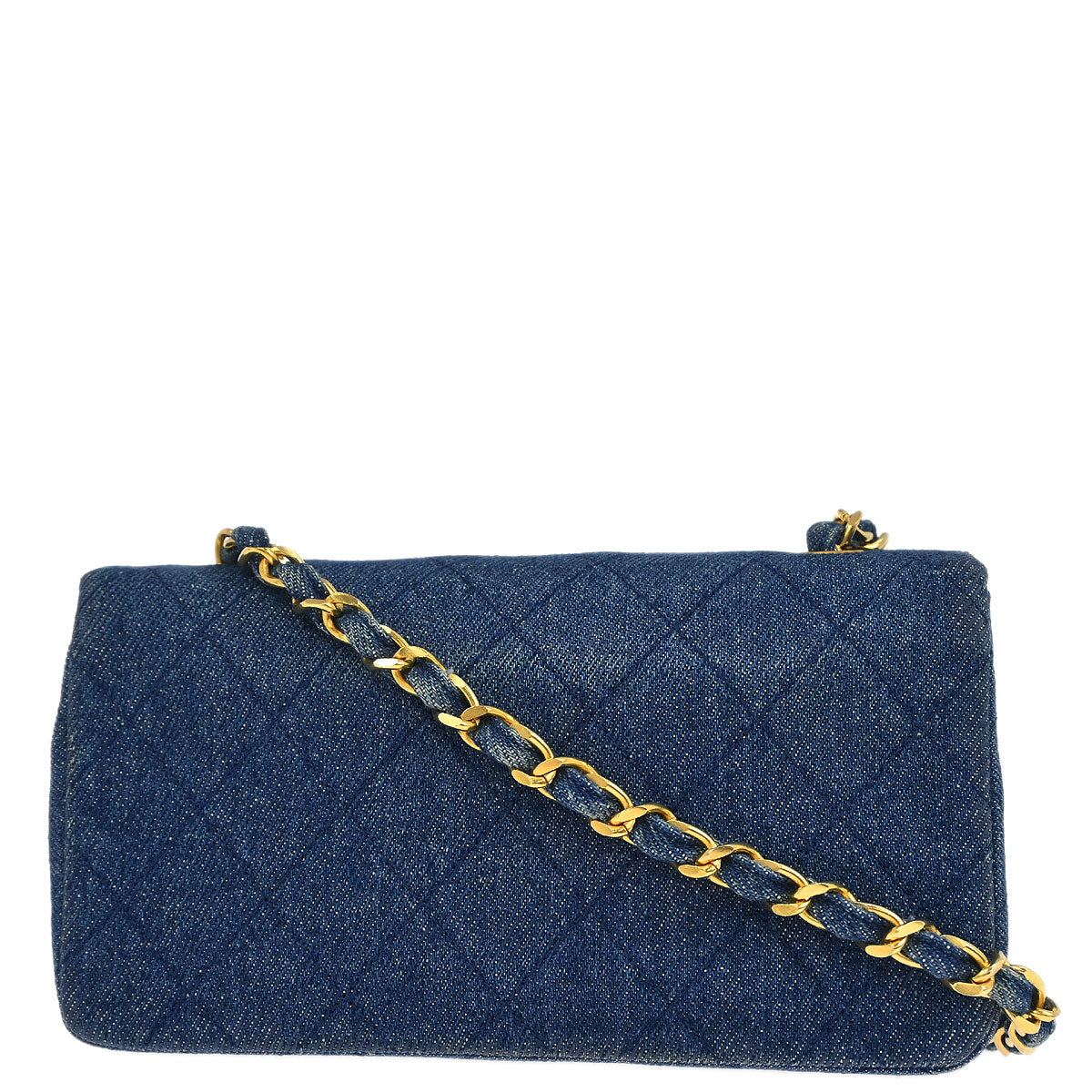 Chanel 1989-1991 Blue Denim Turnlock Mini Full Flap Shoulder Bag
