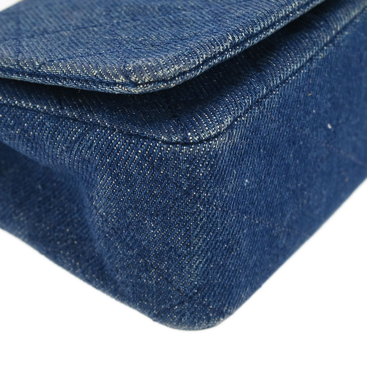 Chanel 1989-1991 Blue Denim Turnlock Mini Full Flap Shoulder Bag
