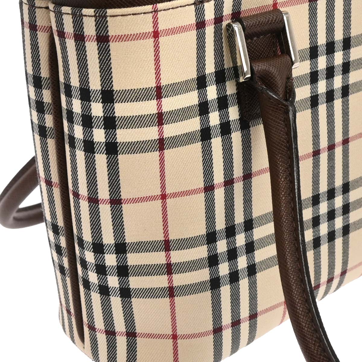 Burberry Beige Brown Burberry Check Tote Handbag