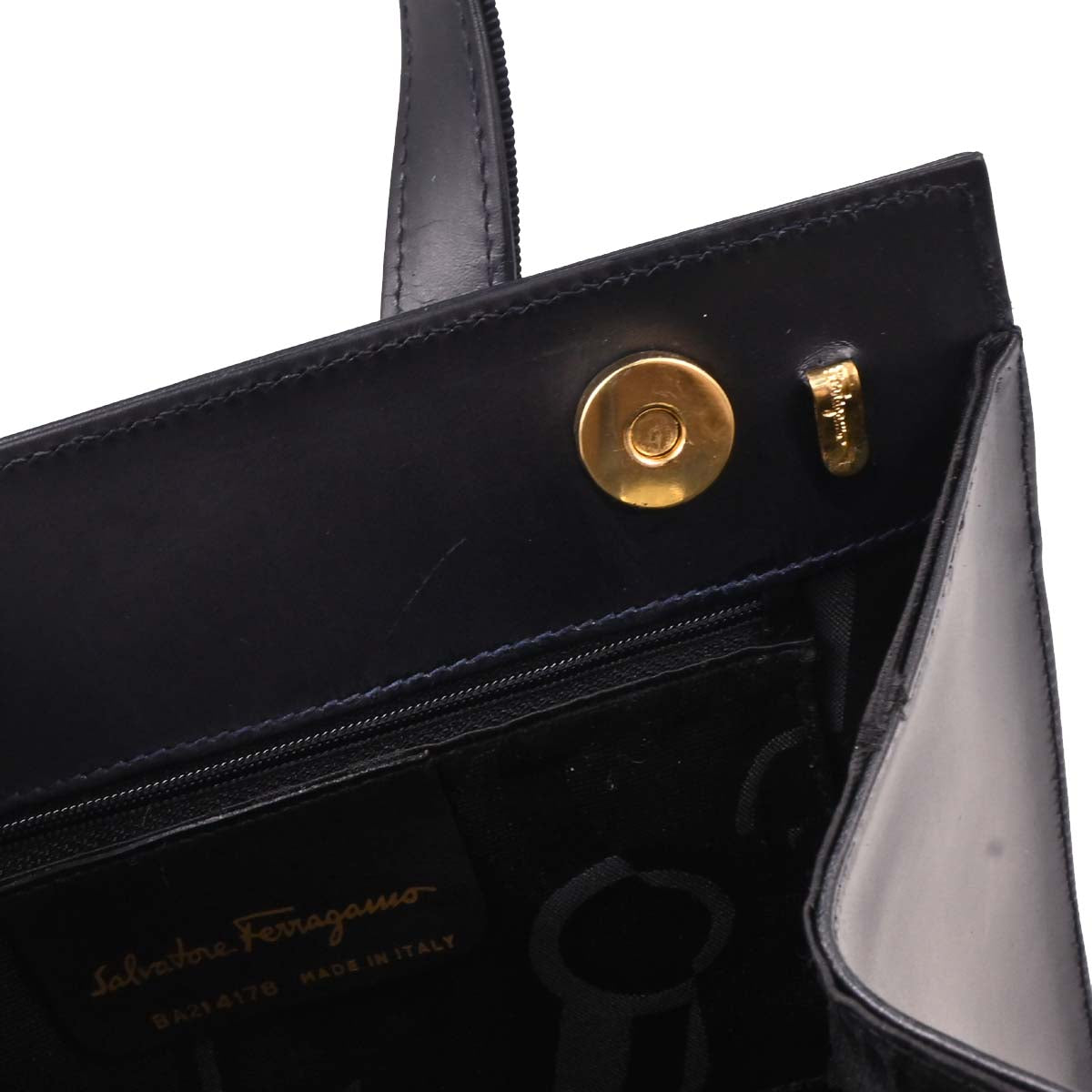 Salvatore Ferragamo Navy Vara Bow Handbag