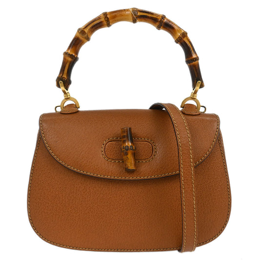 Gucci Brown Pigskin Bamboo 2way Shoulder Handbag