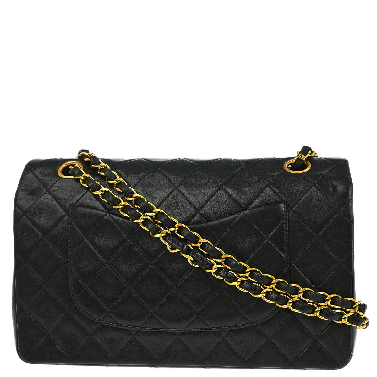 Chanel 1994-1996 Black Lambskin Medium Classic Double Flap Shoulder Bag