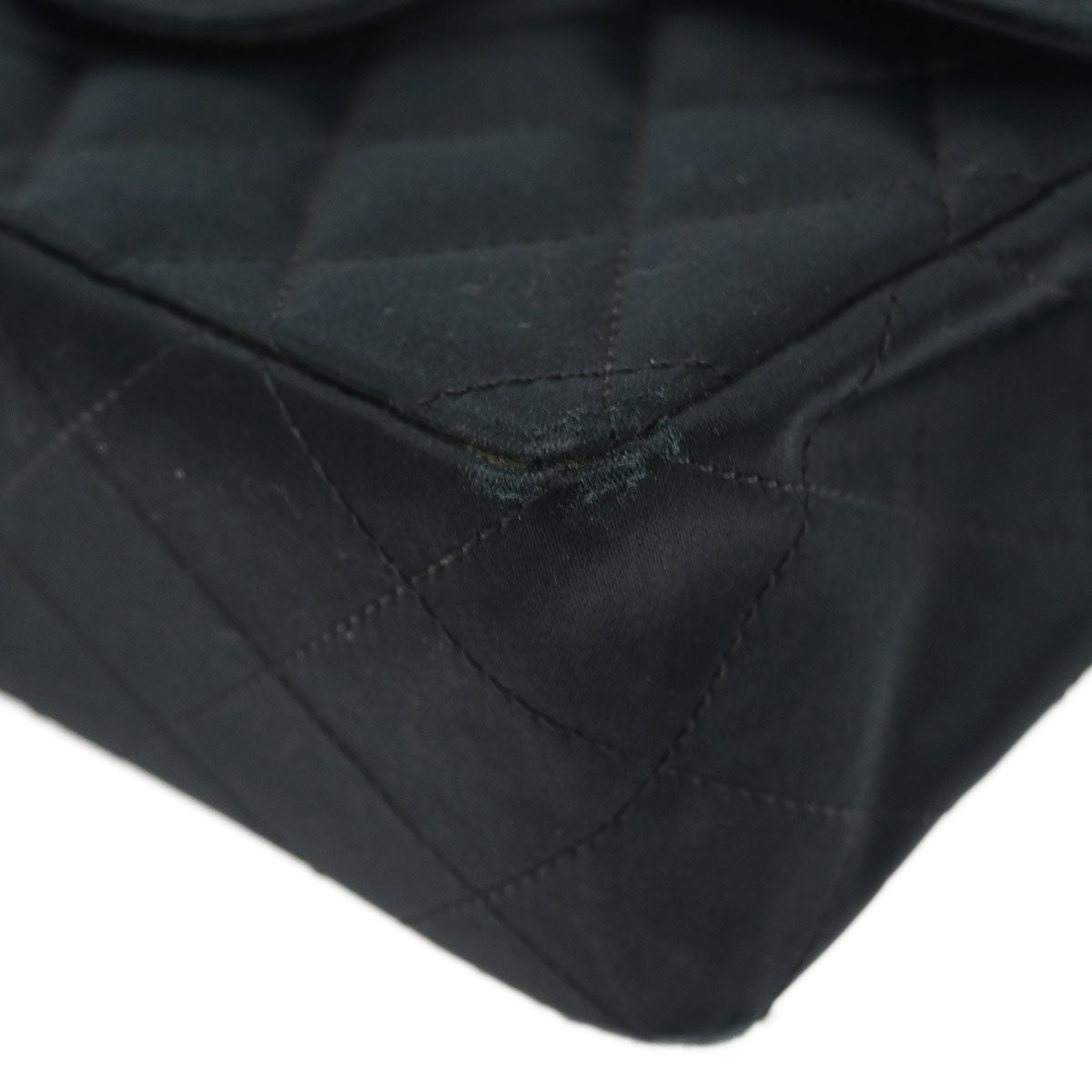 Chanel 1989-1991 Black Satin Mini Classic Square Flap Shoulder Bag