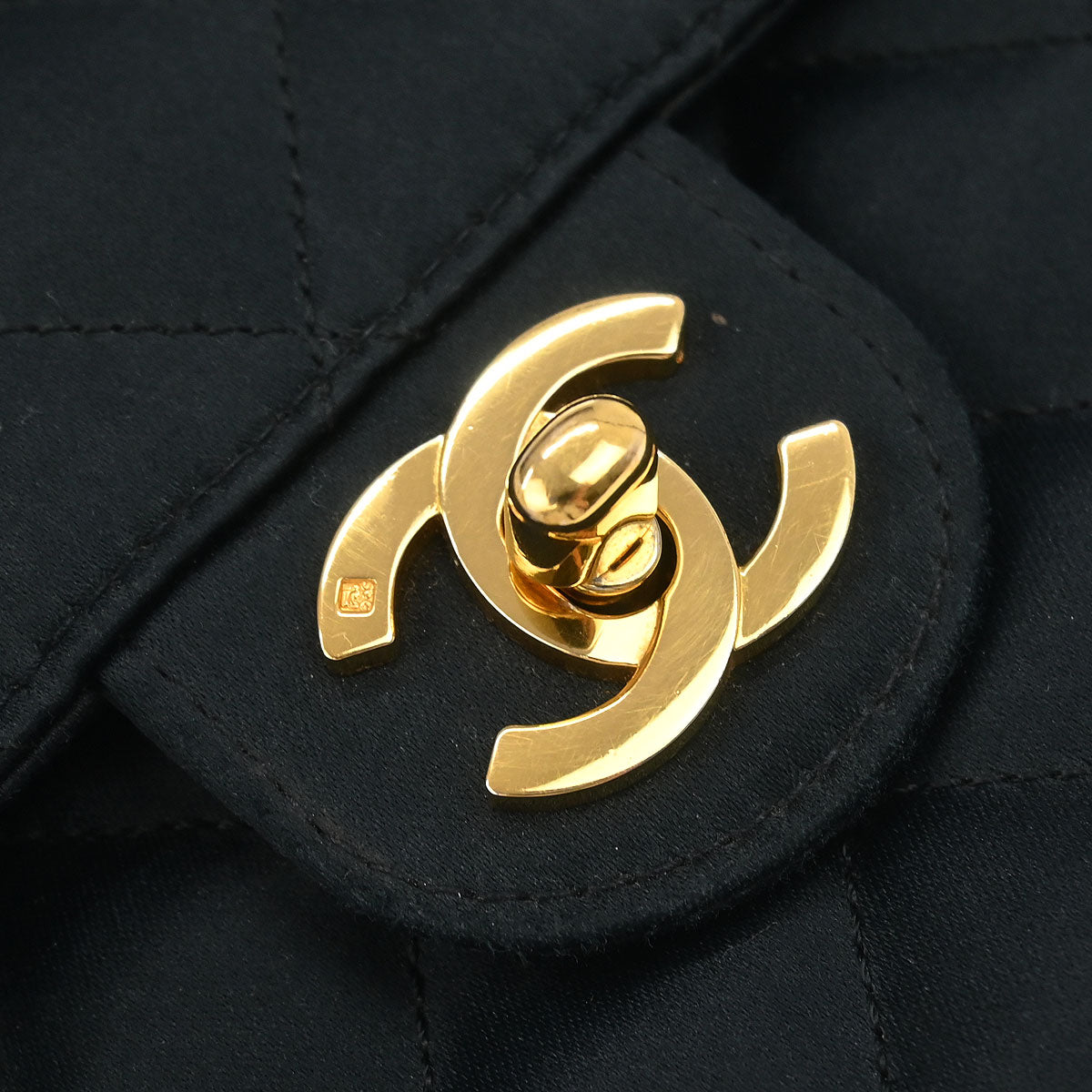 Chanel 1989-1991 Black Satin Mini Classic Square Flap Shoulder Bag