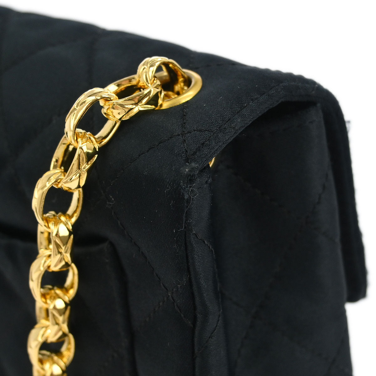 Chanel 1989-1991 Black Satin Mini Classic Square Flap Shoulder Bag