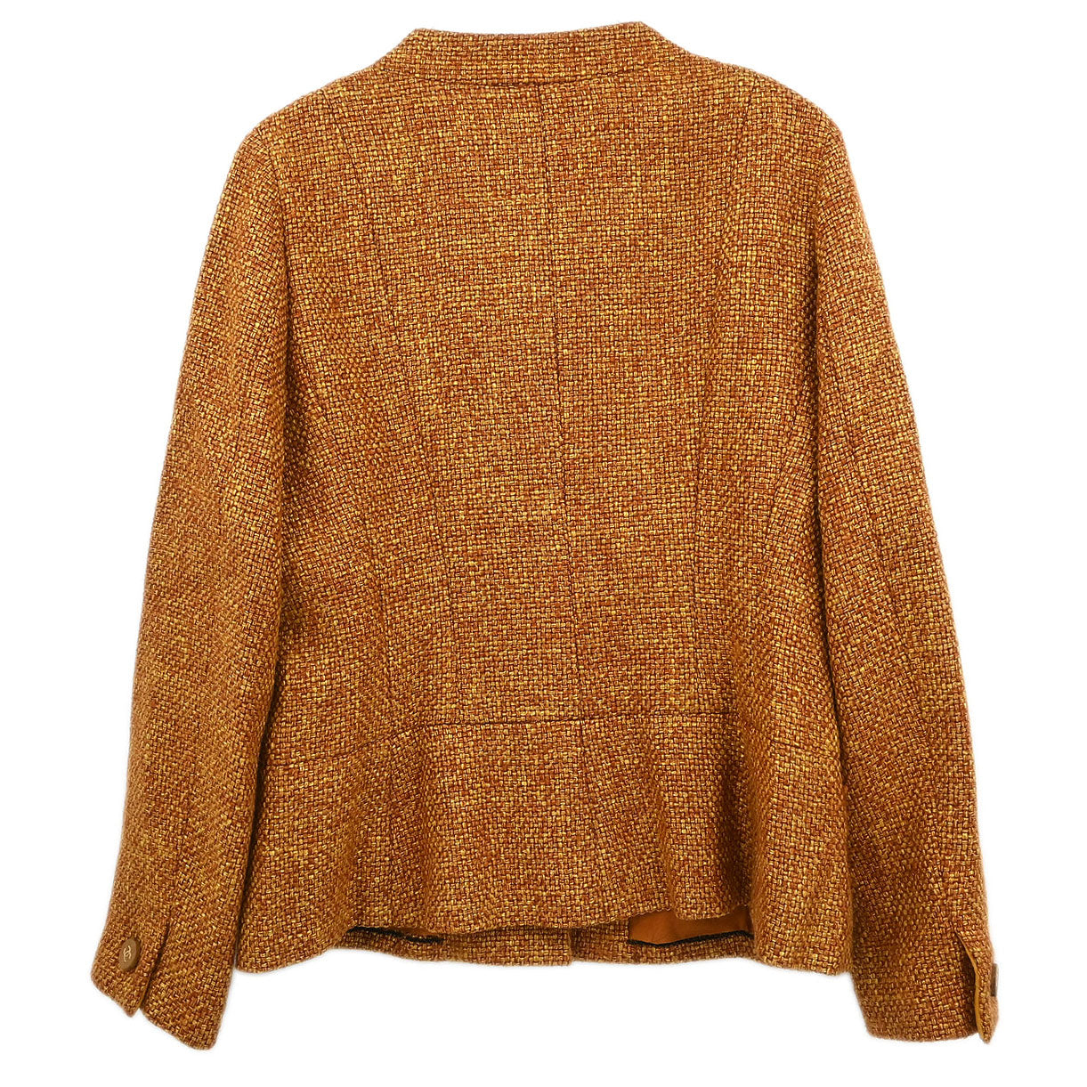 Chanel 2001 Single Breasted Collarless Jacket Brown 01A #42