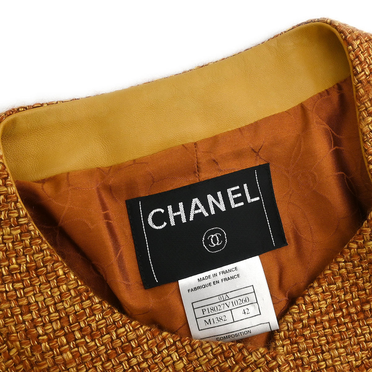 Chanel 2001 Single Breasted Collarless Jacket Brown 01A #42