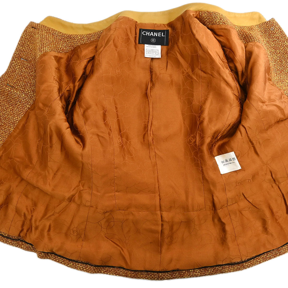 Chanel 2001 Single Breasted Collarless Jacket Brown 01A #42