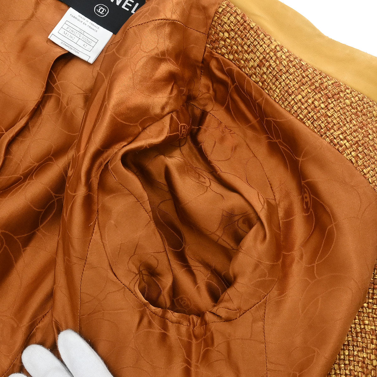 Chanel 2001 Single Breasted Collarless Jacket Brown 01A #42