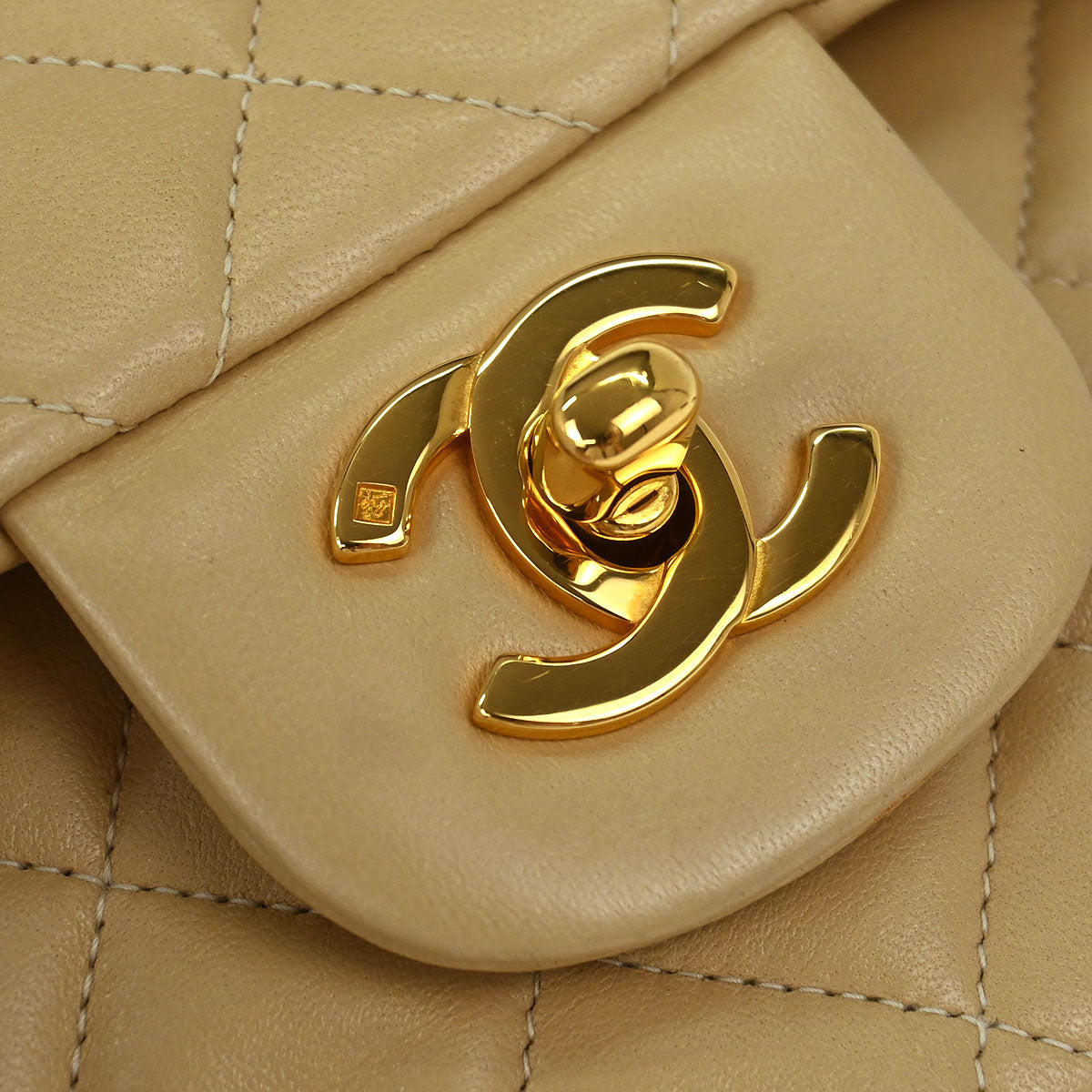 Chanel Beige Lambskin Small Classic Double Flap Shoulder Bag
